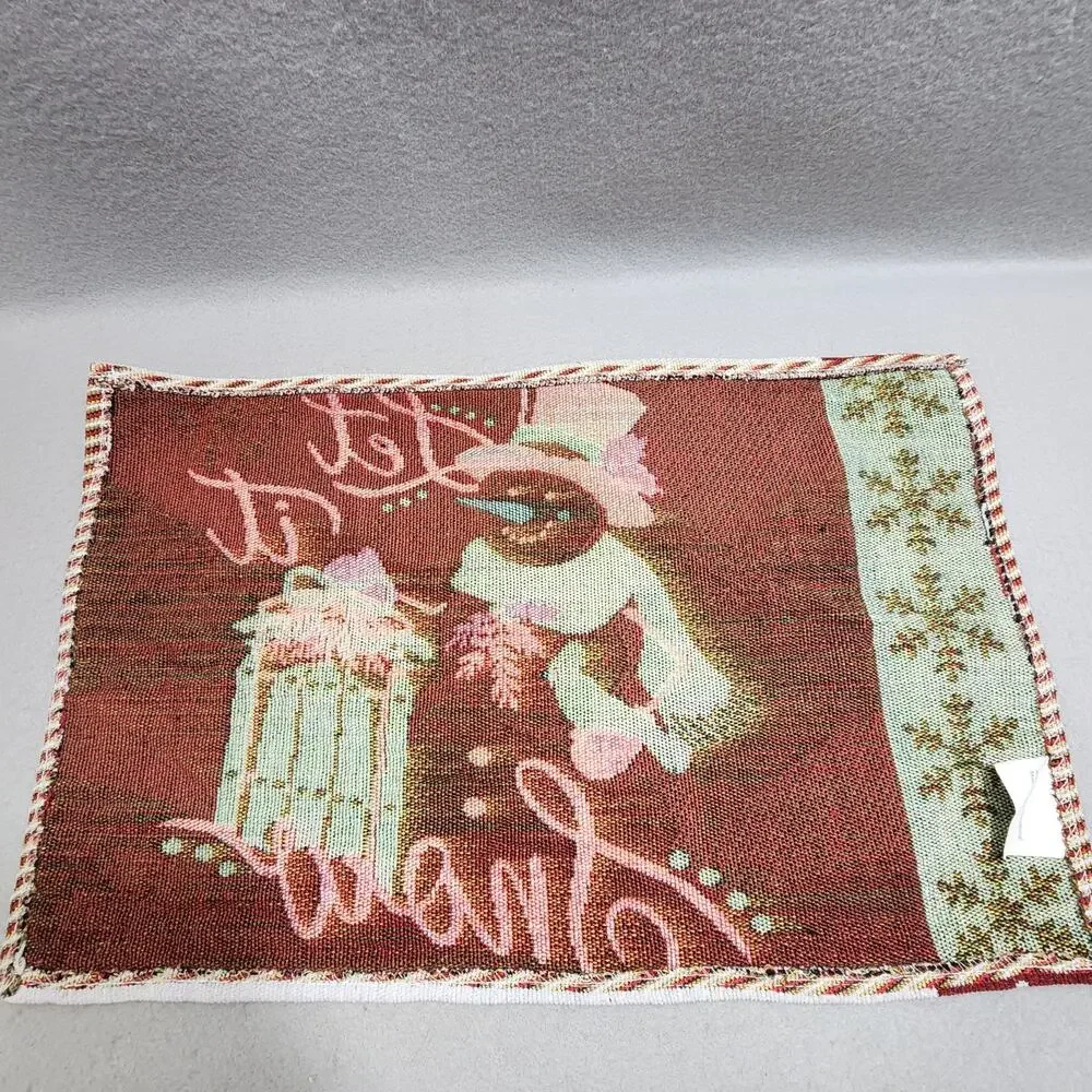 LET IT SNOW Snowman Tapestry Placemats 19x12 Set of 2 Christmas Holiday Decor